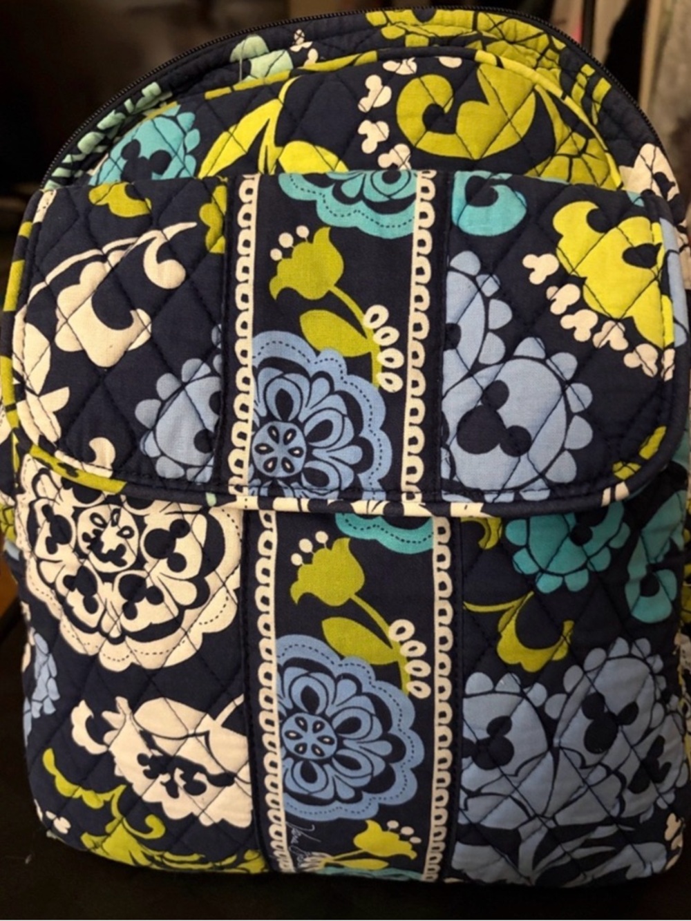 🎒 Vera Bradley Disney Parks Mickey Mouse Quilted Backpack Navy Blue Green